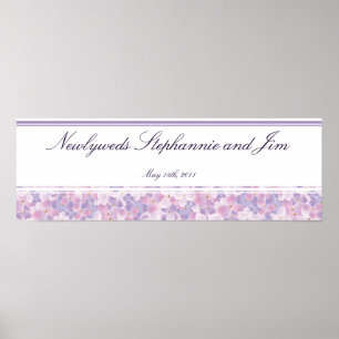 22.5"x7.5" Personalised Banner Purple Hydrangea Poster