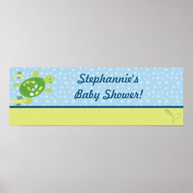 22.5"x7.5" Personalised Banner Turtle Reef Ocean Poster (Front)
