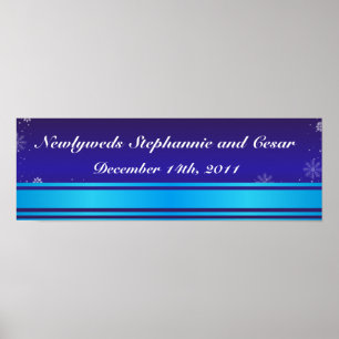 22.5"x7.5" Personalised Banner White Snow Flakes Poster