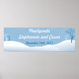22.5"x7.5" Personalised Banner Winter Blue Christm Poster