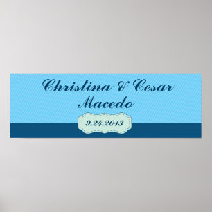 22.5"x7.5" Personalised Birdcage/Blue Stripes cage Poster