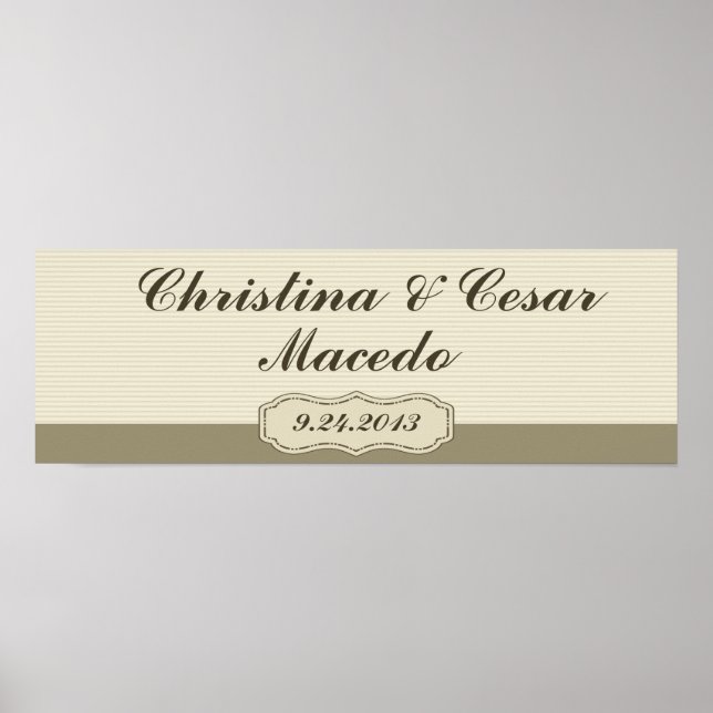 22.5"x7.5" Personalised Birdcage/Grey Stripes cage Poster (Front)