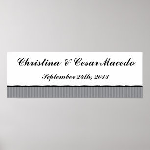 22.5"x7.5" Personalised Black Olives Grey Stripes Poster