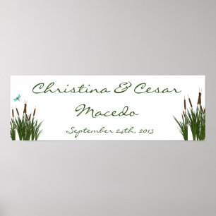 22.5"x7.5" Personalised Cattail/Dragonfly in Colou Poster