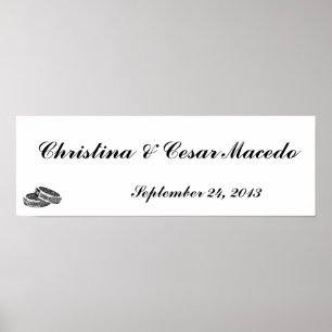 22.5"x7.5" Personalised His/Hers Diamond Wedding B Poster