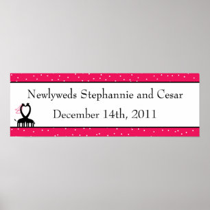 22.5"x7.5" Personalised Hot Pink/Black Giraffe Lov Poster