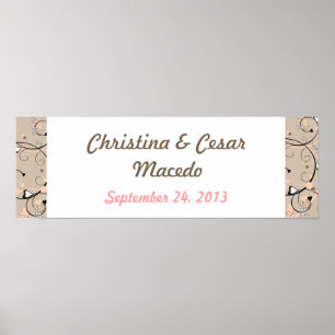 22.5"x7.5" Personalised Light Coral Pink/Brown Swi Poster