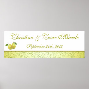 22.5"x7.5" Personalised Lime Green Pear Swirls Poster