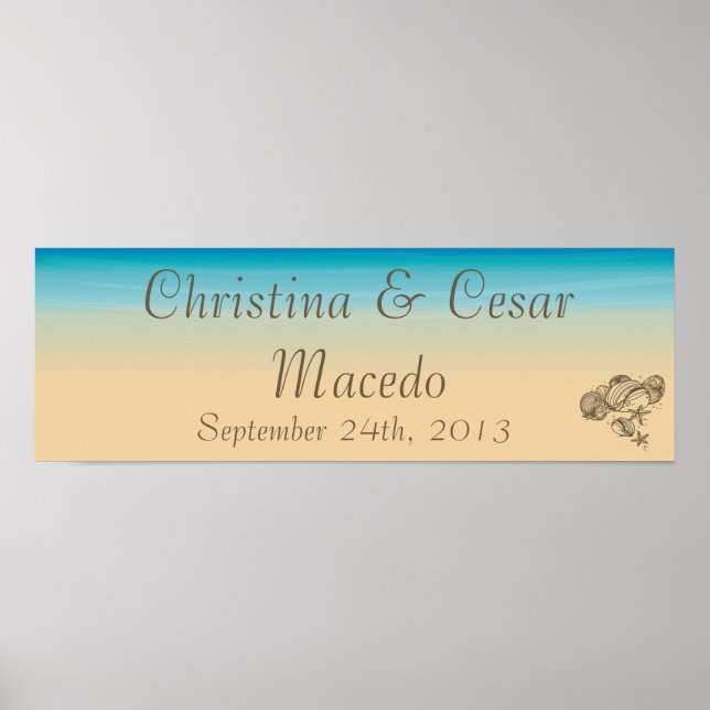 22.5"x7.5" Personalised Ocean Beach Shore Seashell Poster (Front)