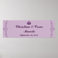 22.5"x7.5" Personalised Royal Purple Crown/Swirls