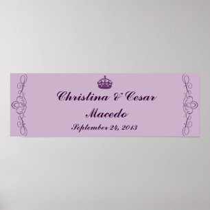 22.5"x7.5" Personalised Royal Purple Crown/Swirls Poster