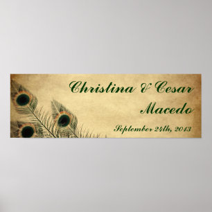 22.5"x7.5" Personalised Vintage Peacock Green Poster