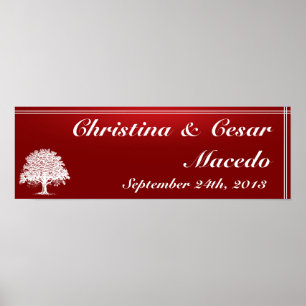 22.5"x7.5" Personalised White Tree Red Black Strip Poster