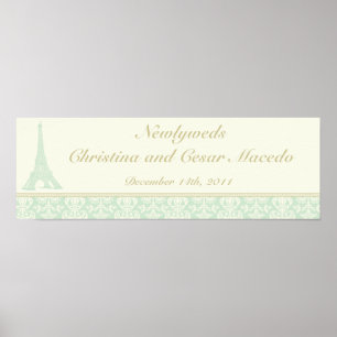 22.5"x 7.5" Personalised Banner Damask Paris Poster