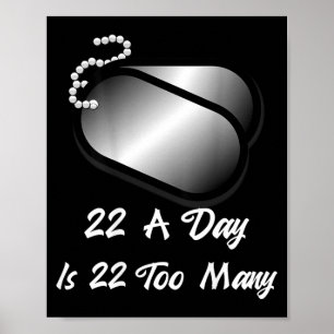 22 A Day Is 22 Too Many Veterans Awareness Ptsd Poster