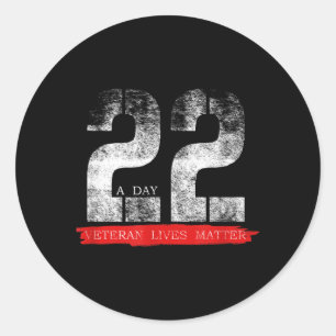 22 A Day Veteran Awareness Classic Round Sticker