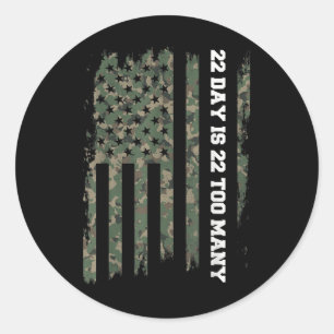 22 A Day Veteran Lives Army Suicide Awareness  Classic Round Sticker