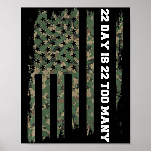 22 A Day Veteran Lives Army Suicide Awareness  Poster (Front)