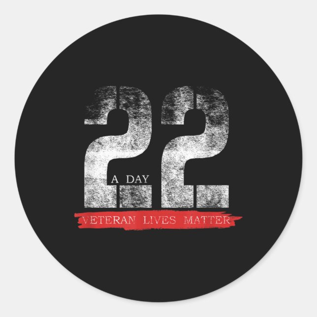 22 A Day Veteran Lives Suicide Awareness  Classic Round Sticker (Front)