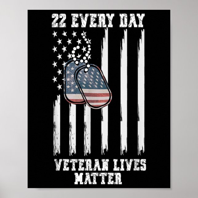22 Every Day Veteran Lives Suicide Awareness  Poster (Front)