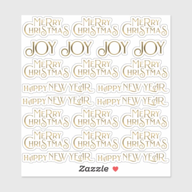 22 Gold Merry Christmas Happy New Year & Joy (Sheet)