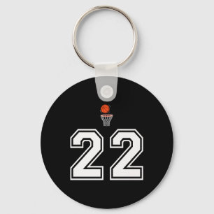22 Number Basketball Style Vintage White Premium Key Ring