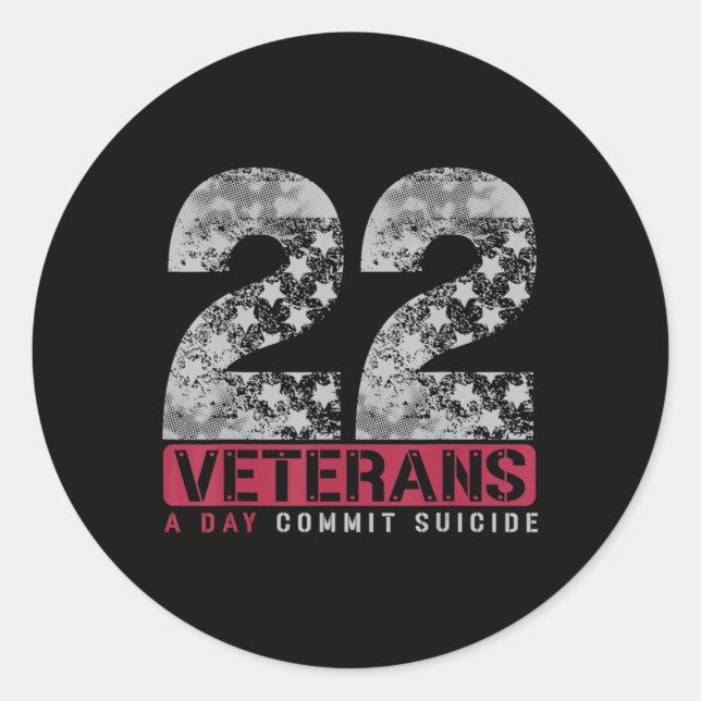 22 Stars Veteran Suicide Awareness  Classic Round Sticker (Front)