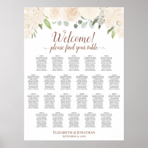 22 Table Blush Peach Floral Wedding Seating Chart