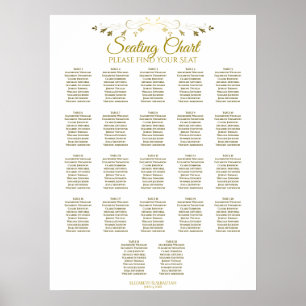 22 Table Elegant Gold Wedding Seating Chart