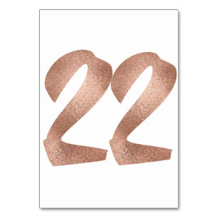 22 Table  Number White Metallic Pink Rose Gold