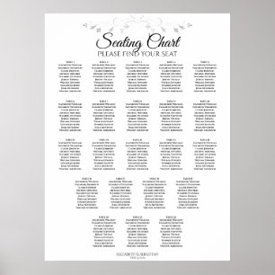 22 Table Simple Elegant Wedding Seating Chart