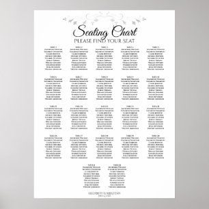 22 Table Simple White Wedding Seating Chart