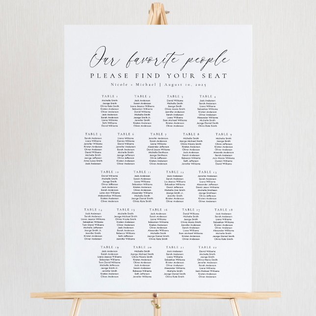 22 Tables Our Favourite People Seating Chart (Creator Uploaded)