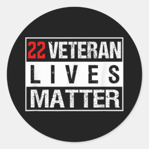 22 Veteran Lives Suicide Awareness Classic Round Sticker