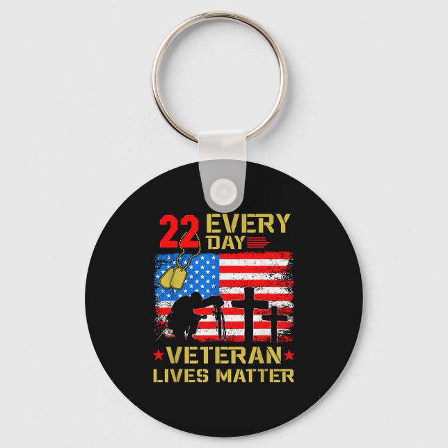 22 Veterans A Day Veteran Suicide Prevention Aware Key Ring (Front)