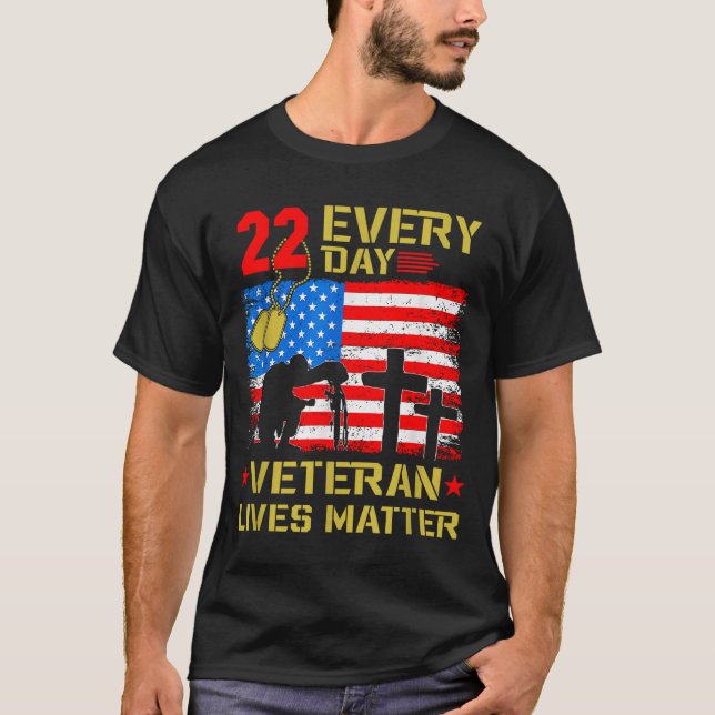 22 Veterans A Day Veteran Suicide Prevention Aware T-Shirt (Front)