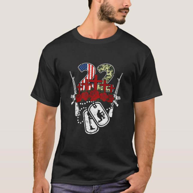 22 Veterans Mental Health PTSD Suicide Prevention T-Shirt (Front)