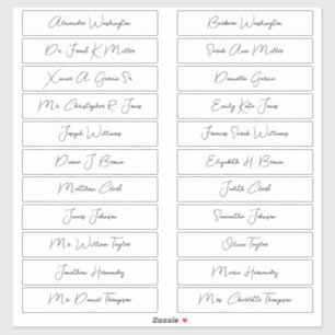 22 Wedding Guest Names Elegant Monoline Script
