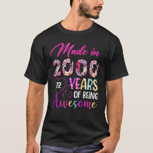22 Year Of Being Awesome Made In 2000 Birthday Vi T-Shirt