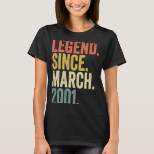 22 Year Old 22nd Birthday Legend Since March 2001 T-Shirt