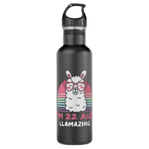 22 Year Old Bday Llamazing 22nd Birthday Llama 710 Ml Water Bottle