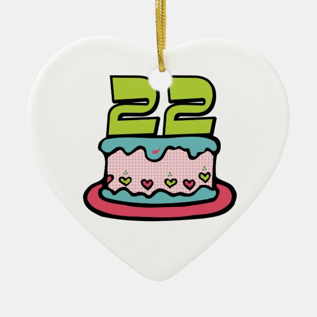 22 Year Old Birthday Cake Ceramic Ornament (Front)