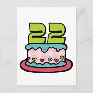 22 Year Old Birthday Cake Postcard