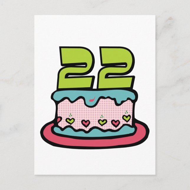 22 Year Old Birthday Cake Postcard (Front)
