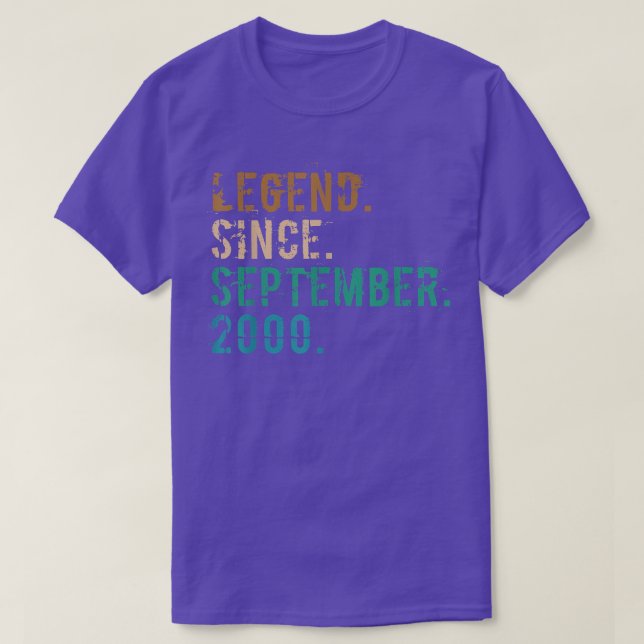 22 Year Old Gift Legend Since September 2000 22nd T-Shirt (Design Front)