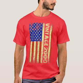22 Year Old Gifts Vintage 2000 American Flag 22nd T-Shirt