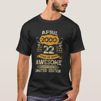 22 Year Old Gifts Vintage April 2000 22Nd Birthday T-Shirt