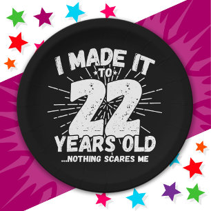 22 Year Old Sarcastic Meme Funny 22nd Birthday Paper Plate