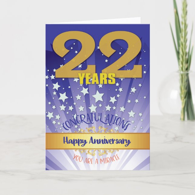 22 Year Recovery Anniversary Bold Numeral Card (Front)