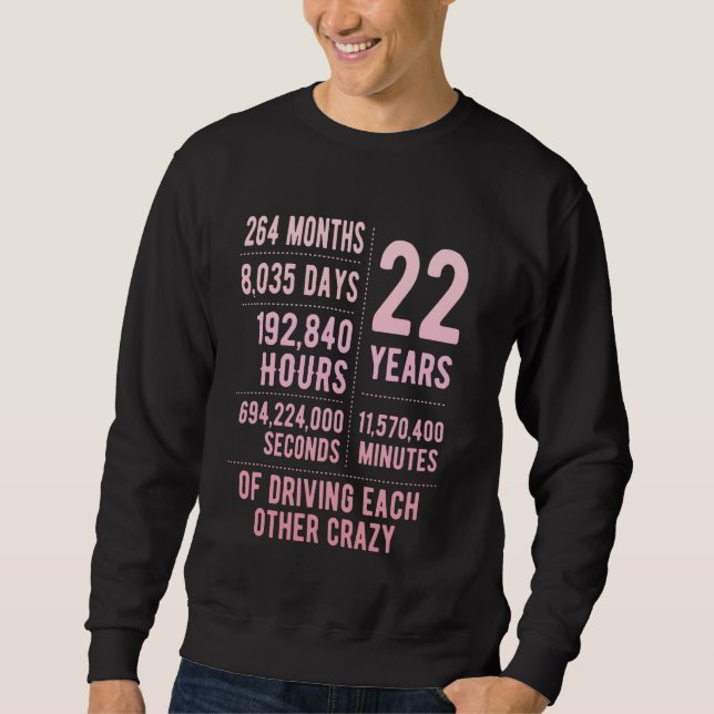 22 Years Married Funny 22nd Wedding Anniversary Sweatshirt (Front)